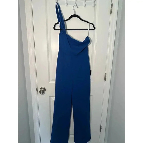 NWT | Lulus | Flaunt It Like That Royal Blue One Shoulder Jumpsuit - Picture 6 of 10